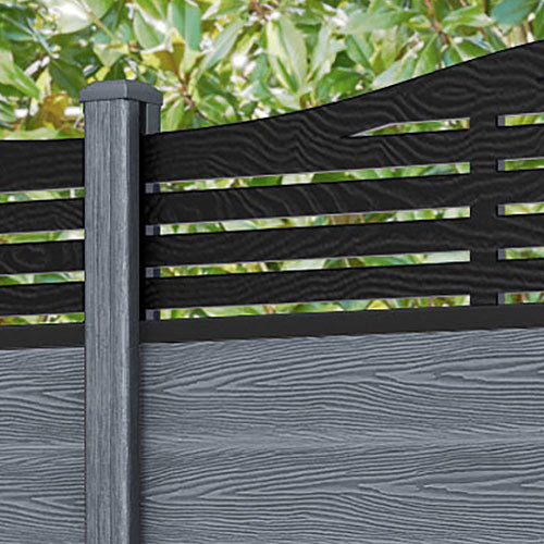 Classic Aspen Curved Top Fence Panel - Anthracite - with our composite posts