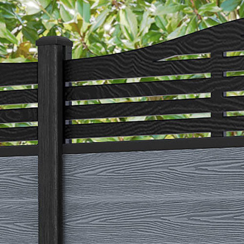 Classic Aspen Curved Top Fence Panel - Anthracite - with our composite posts