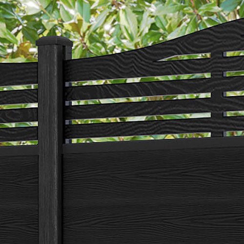 Classic Aspen Curved Top Fence Panel - Black - with our composite posts