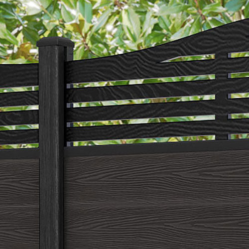 Classic Aspen Curved Top Fence Panel - Dark Oak - with our composite posts