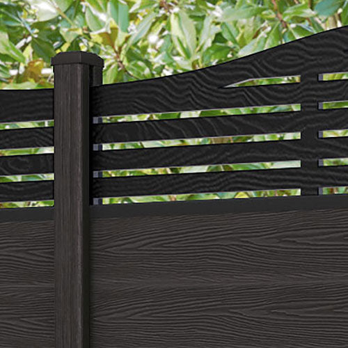 Classic Aspen Curved Top Fence Panel - Dark Oak - with our composite posts