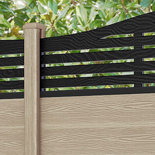 Classic Aspen Curved Top Fence Panel - Light Oak - with our composite posts