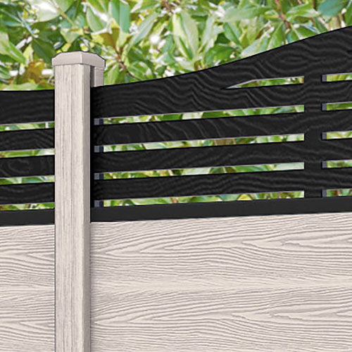 Classic Aspen Curved Top Fence Panel - Mid Stone - with our composite posts