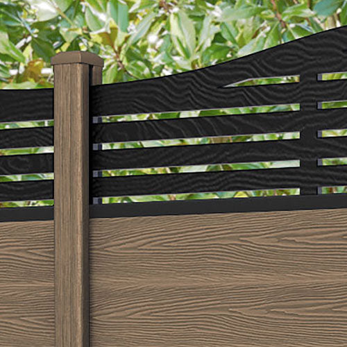 Classic Aspen Curved Top Fence Panel - Teak - with our composite posts