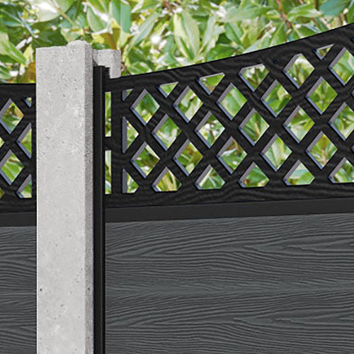 Classic Oxford Curved Top Fence Panel - Dark Grey - for existing concrete posts
