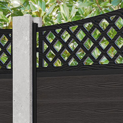 Classic Oxford Curved Top Fence Panel - Dark Oak - for existing concrete posts