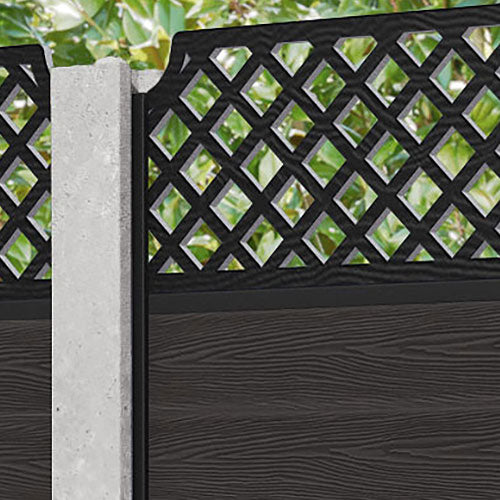 Classic Regal Hive Fence Panel - Dark Oak - for existing concrete posts