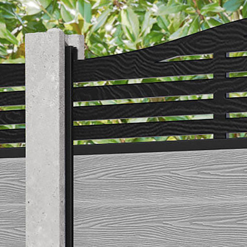 Classic Aspen Curved Top Fence Panel - Light Grey - for existing concrete posts