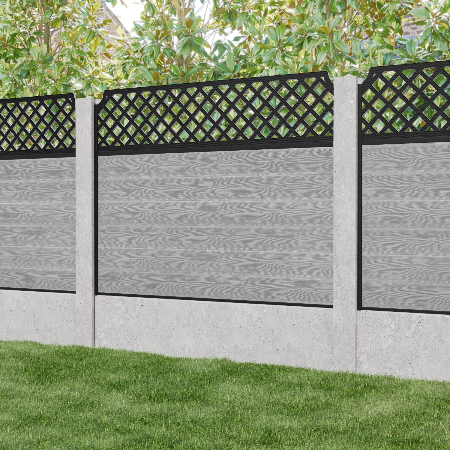 Classic Regal Hive Fence Panel - Light Grey - for existing concrete posts