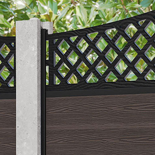 Classic Oxford Curved Top Fence Panel - Mid Brown - for existing concrete posts