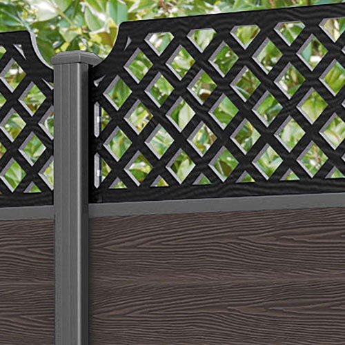 Classic Regal Hive Fence Panel - Mid Brown - with our aluminium posts
