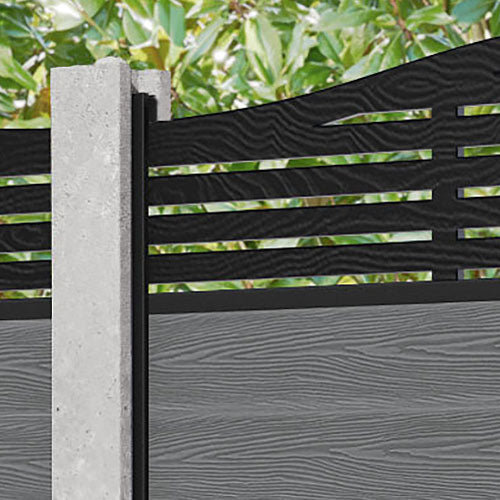 Classic Aspen Curved Top Fence Panel - Mid Grey - for existing concrete posts