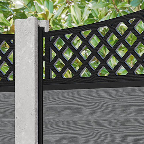 Classic Oxford Curved Top Fence Panel - Mid Grey - for existing concrete posts