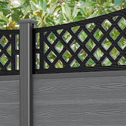 Classic Oxford Curved Top Fence Panel - Mid Grey - with our aluminium posts