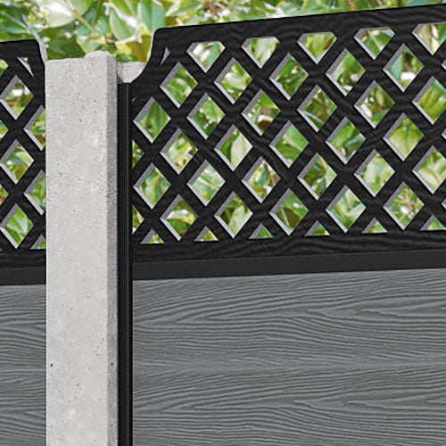 Classic Regal Hive Fence Panel - Mid Grey - for existing concrete posts
