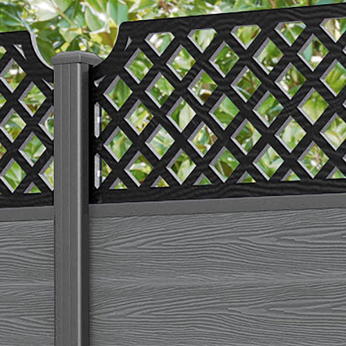 Classic Regal Hive Fence Panel - Mid Grey - with our aluminium posts