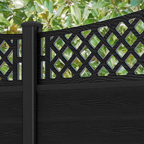 Classic Oxford Curved Top Fence Panel - Black - with our aluminium posts