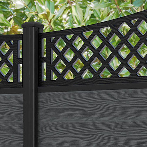 Classic Oxford Curved Top Fence Panel - Dark Grey - with our aluminium posts