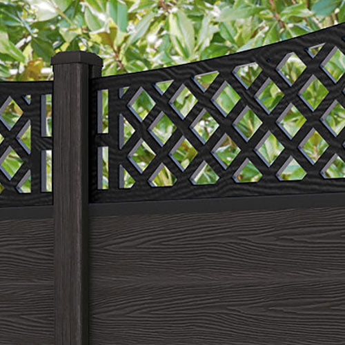 Classic Oxford Curved Top Fence Panel - Dark Oak - with our composite posts