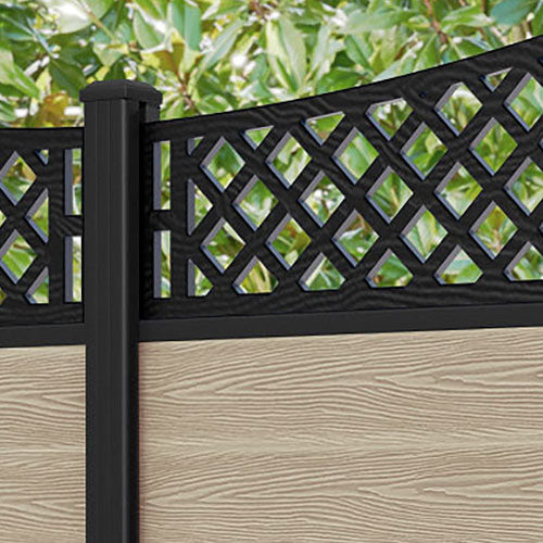 Classic Oxford Curved Top Fence Panel - Light Oak - with our aluminium posts