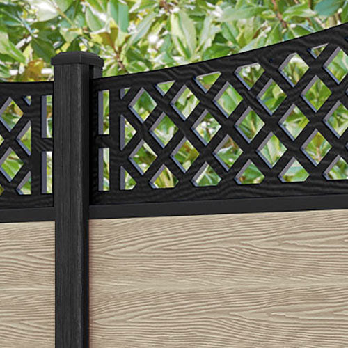 Classic Oxford Curved Top Fence Panel - Light Oak - with our composite posts