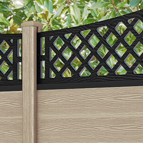 Classic Oxford Curved Top Fence Panel - Light Oak - with our composite posts