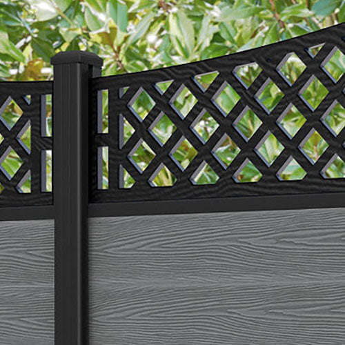 Classic Oxford Curved Top Fence Panel - Mid Grey - with our aluminium posts