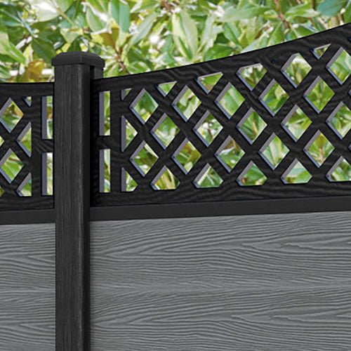 Classic Oxford Curved Top Fence Panel - Mid Grey - with our composite posts