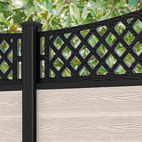 Classic Oxford Curved Top Fence Panel - Mid Stone - with our aluminium posts