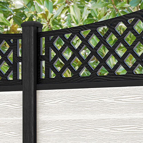 Classic Oxford Curved Top Fence Panel - Light Stone - with our composite posts