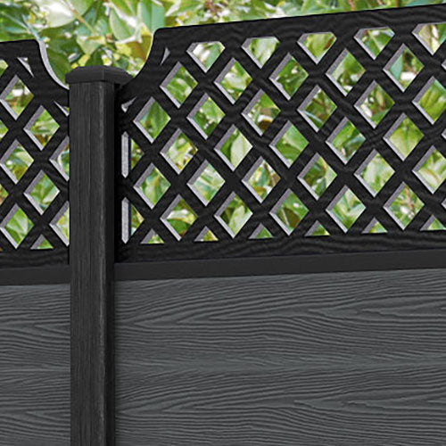Classic Regal Hive Fence Panel - Dark Grey - with our composite posts