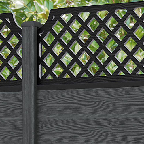 Classic Regal Hive Fence Panel - Dark Grey - with our composite posts