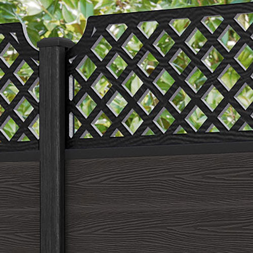Classic Regal Hive Fence Panel - Dark Oak - with our composite posts