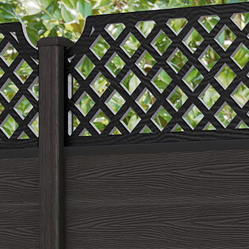 Classic Regal Hive Fence Panel - Dark Oak - with our composite posts