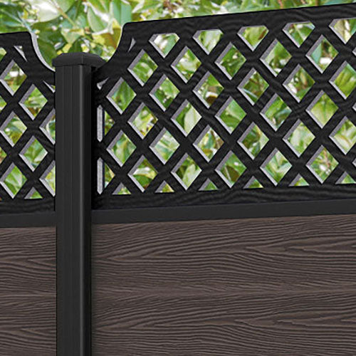 Classic Regal Hive Fence Panel - Mid Brown - with our aluminium posts