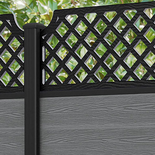 Classic Regal Hive Fence Panel - Mid Grey - with our aluminium posts