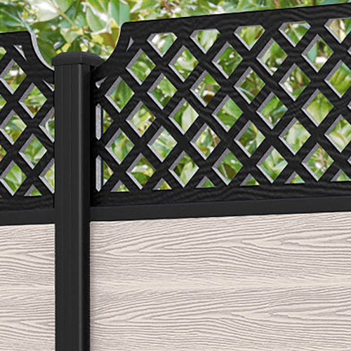 Classic Regal Hive Fence Panel - Mid Stone - with our aluminium posts
