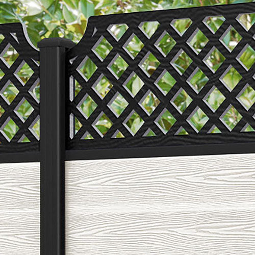Classic Regal Hive Fence Panel - Light Stone - with our aluminium posts