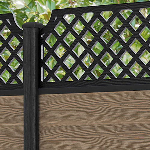 Classic Regal Hive Fence Panel - Teak - with our composite posts