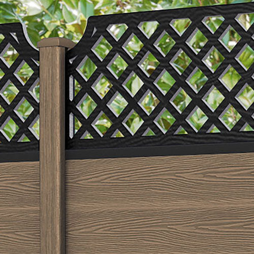 Classic Regal Hive Fence Panel - Teak - with our composite posts