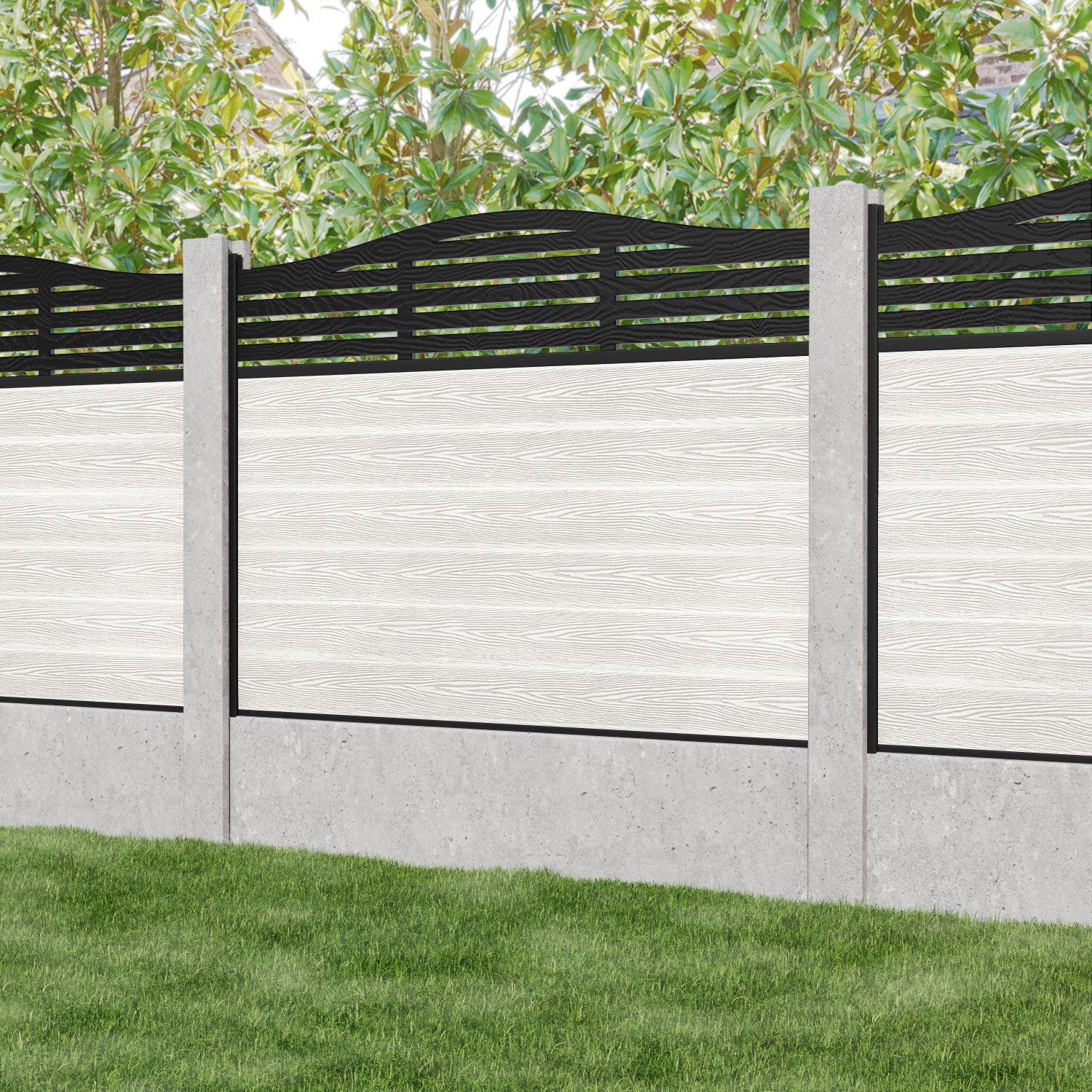 Classic Aspen Curved Top Fence Panel - Light Stone - for existing concrete posts