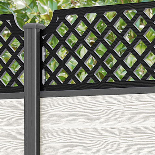 Classic Regal Hive Fence Panel - Light Stone - with our aluminium posts