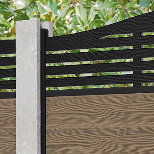 Classic Aspen Curved Top Fence Panel - Teak - for existing concrete posts