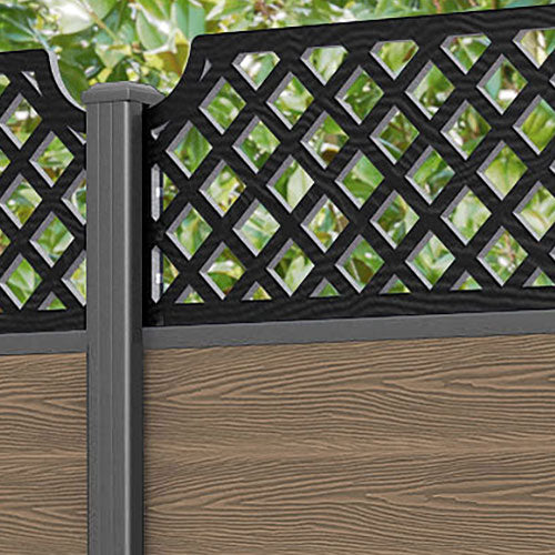 Classic Regal Hive Fence Panel - Teak - with our aluminium posts