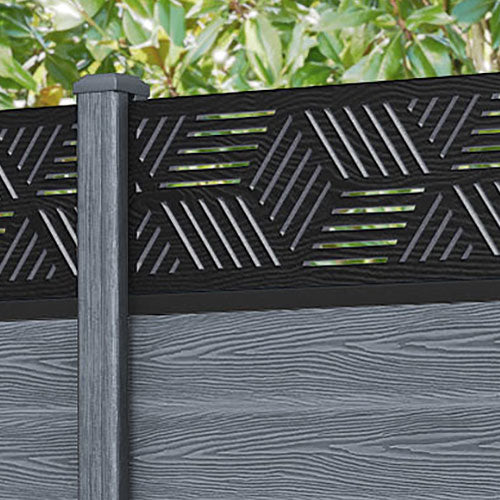 Classic Cubed Fence Panel - Anthracite - with our composite posts
