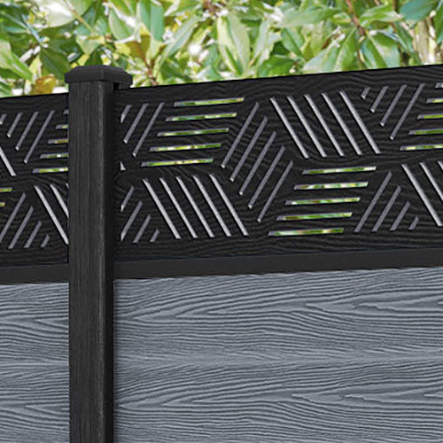 Classic Cubed Fence Panel - Anthracite - with our composite posts