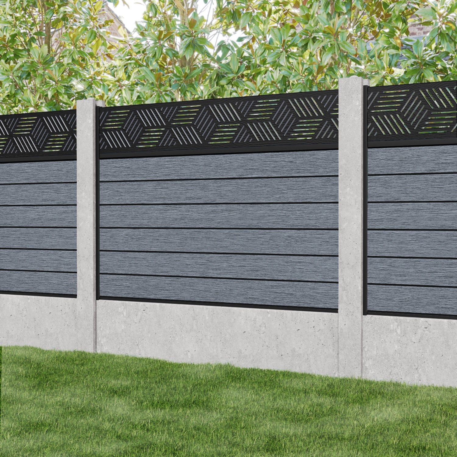 Fusion Cubed Fence Panel - Anthracite - for existing concrete posts