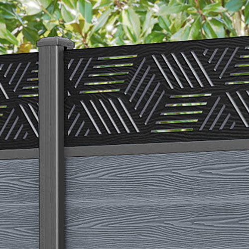 Classic Cubed Fence Panel - Anthracite - with our aluminium posts