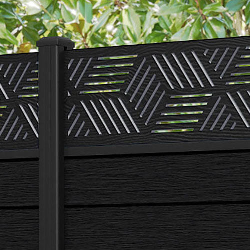 Fusion Cubed Fence Panel - Black - with our aluminium posts