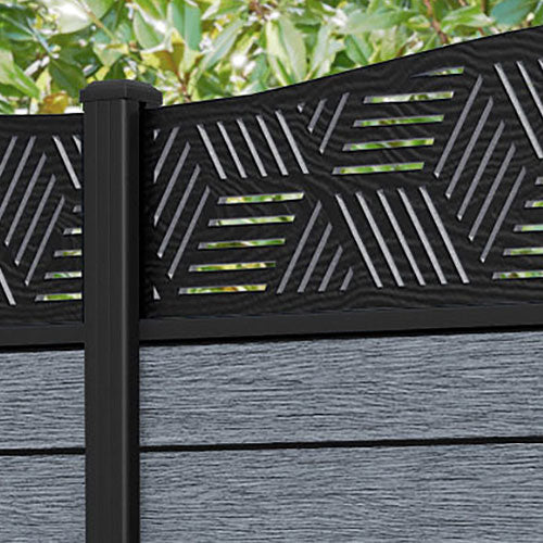 Fusion Cubed Curved Top Fence Panel - Anthracite - with our aluminium posts
